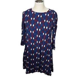 As U Wish Printed Blue Red White Keyhole Mini Dress M